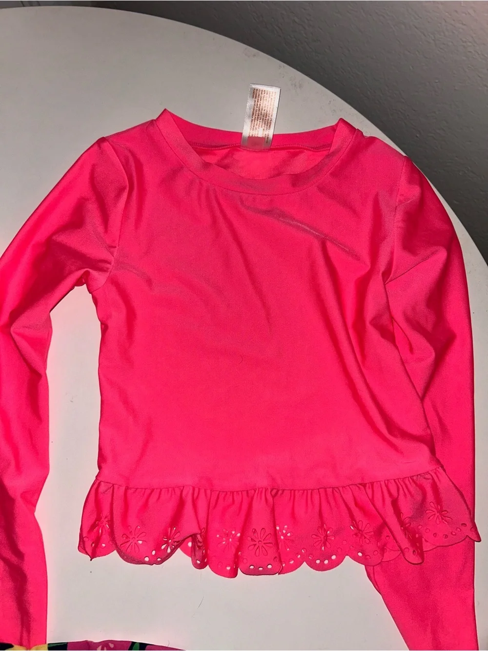 Girls' Bright Pink Long Sleeve Swim Top and Mixed Prints Swim Set